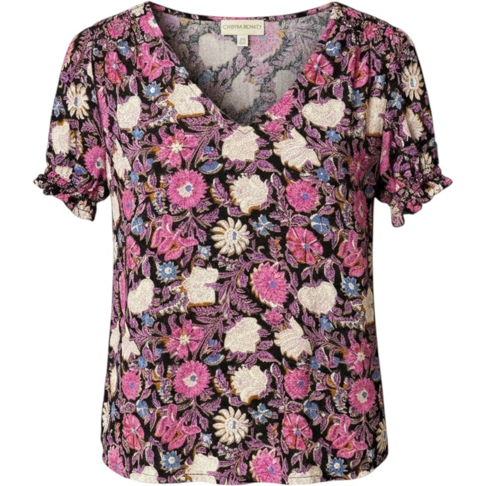 Cynthia Rowley Women Small Floral Boho Cottagecore Puff Sleeve‎ Blouse New